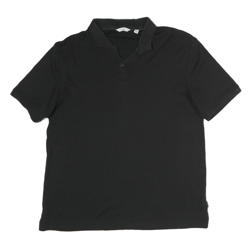 CALVIN KLEIN Mens Black Polo Shirt Cotton Short Sleeve M Classic Basic