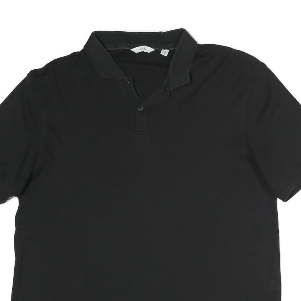 CALVIN KLEIN Mens Black Polo Shirt Cotton Short Sleeve M Classic Basic