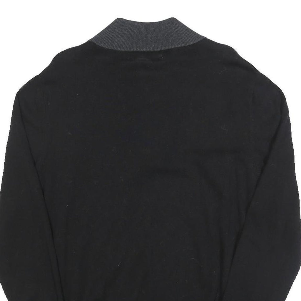 CALVIN KLEIN Mens Black & Grey Plain Pullover Jumper Crew Neck Cotton L