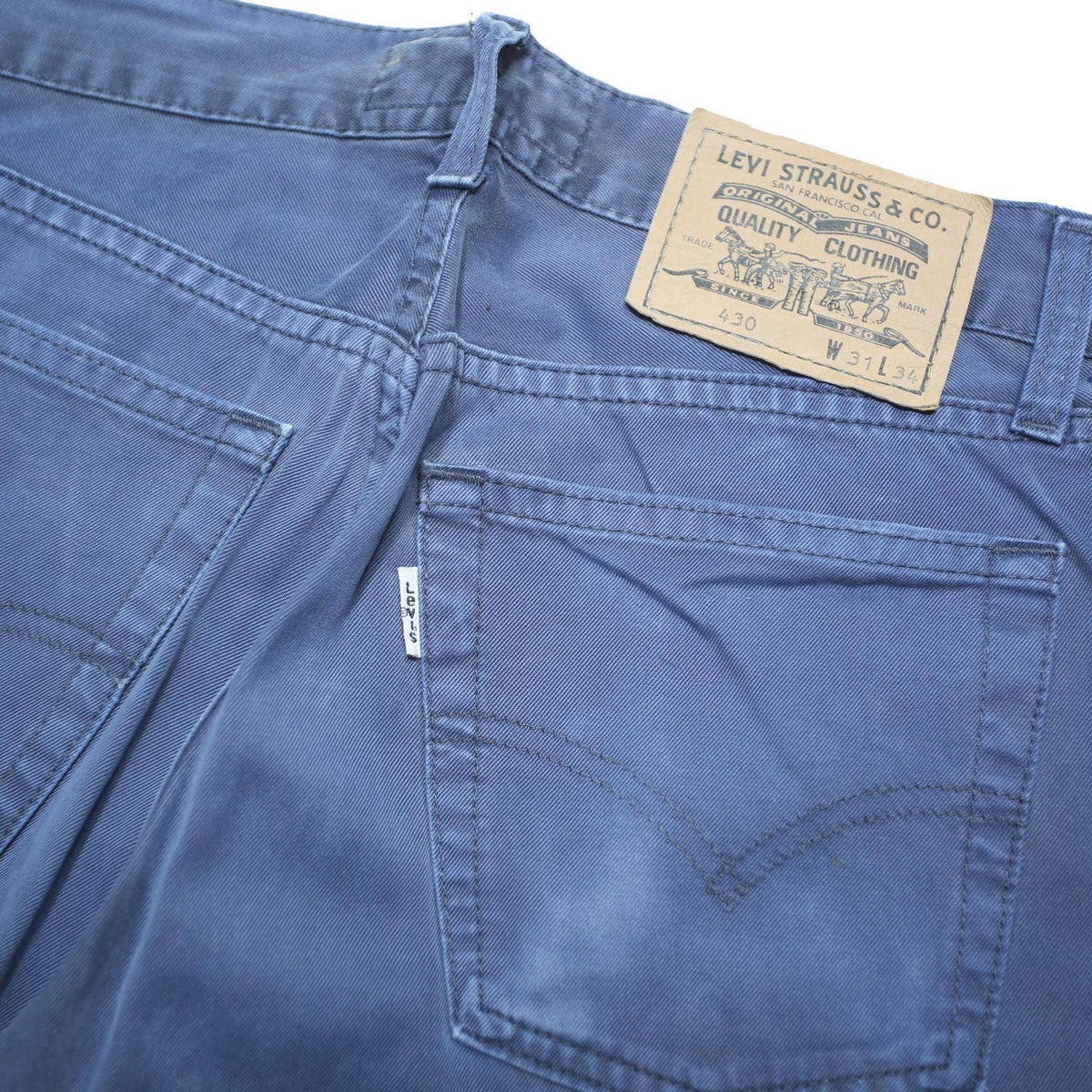 LEVI'S Mens Cotton Blend Blue Regular Fit Straight Trousers W30 L30 Casual Style