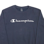 CHAMPION Mens Blue Crew Neck M Cotton Blend Logo Sweatshirt Pullover