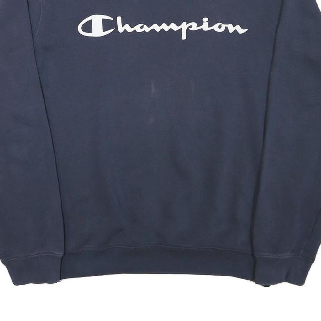 CHAMPION Mens Blue Crew Neck M Cotton Blend Logo Sweatshirt Pullover