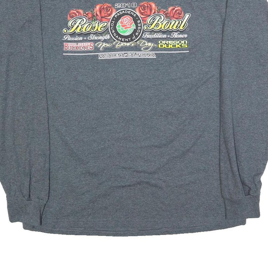 SHIRTWERX Mens Grey Rose Bowl 2010 Long Sleeve Crew Neck Graphic T-Shirt L