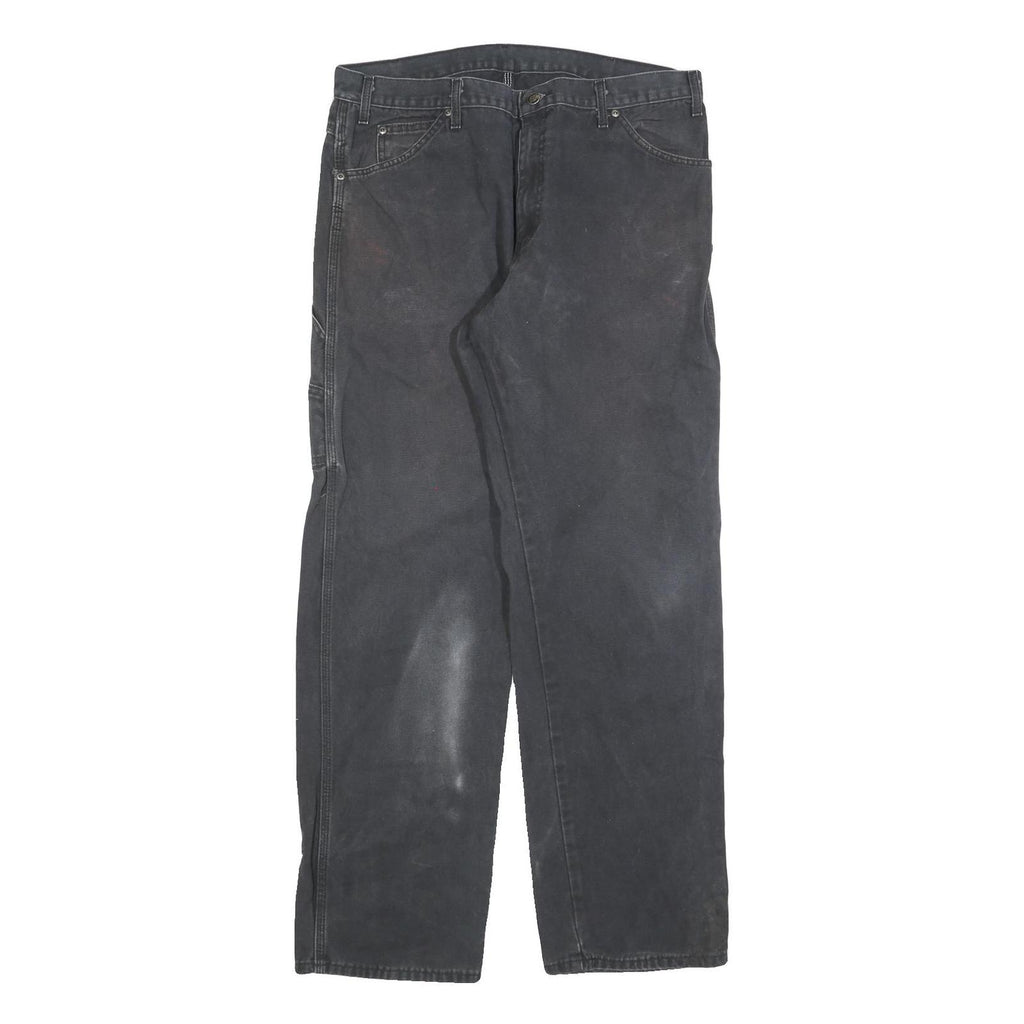 DICKIES Mens Relaxed Black Denim Jeans W36 L34 Cotton Blend Zip Pockets