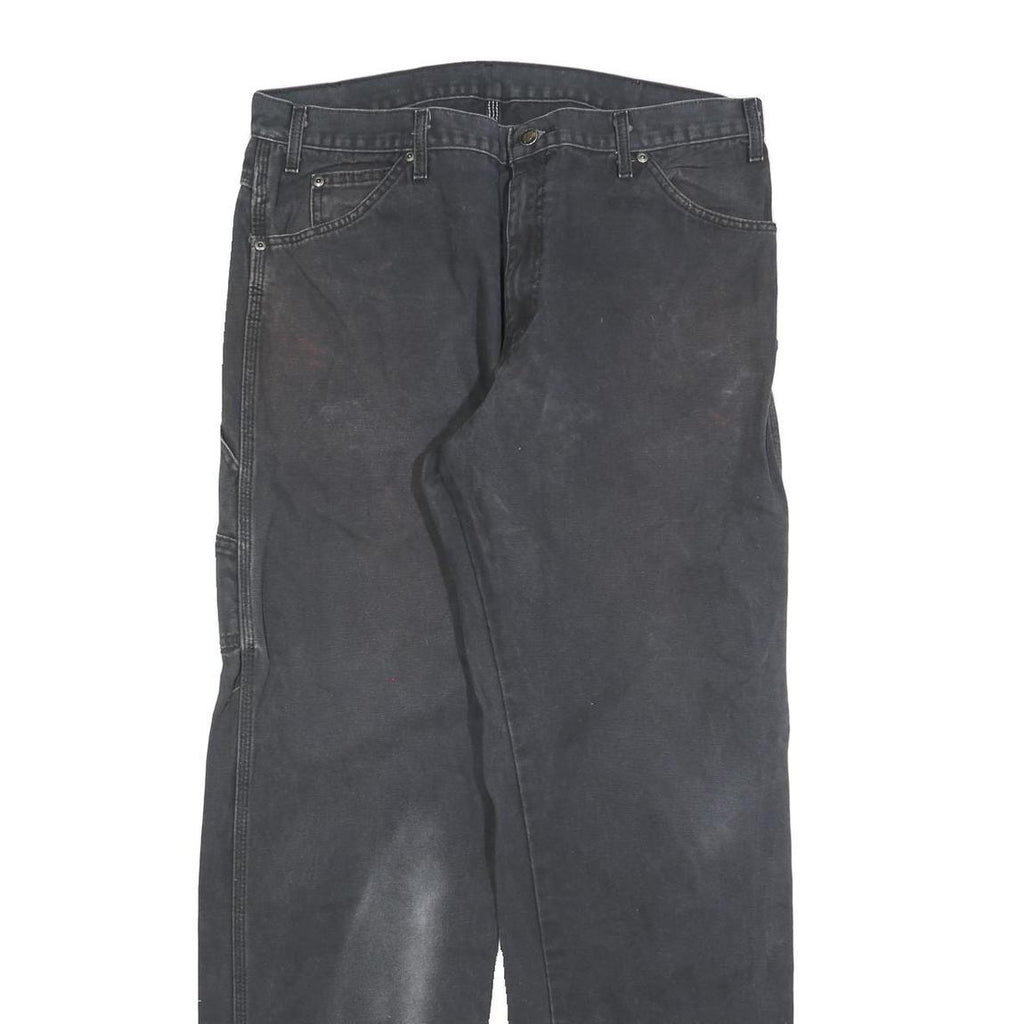 DICKIES Mens Relaxed Black Denim Jeans W36 L34 Cotton Blend Zip Pockets