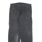 DICKIES Mens Relaxed Black Denim Jeans W36 L34 Cotton Blend Zip Pockets