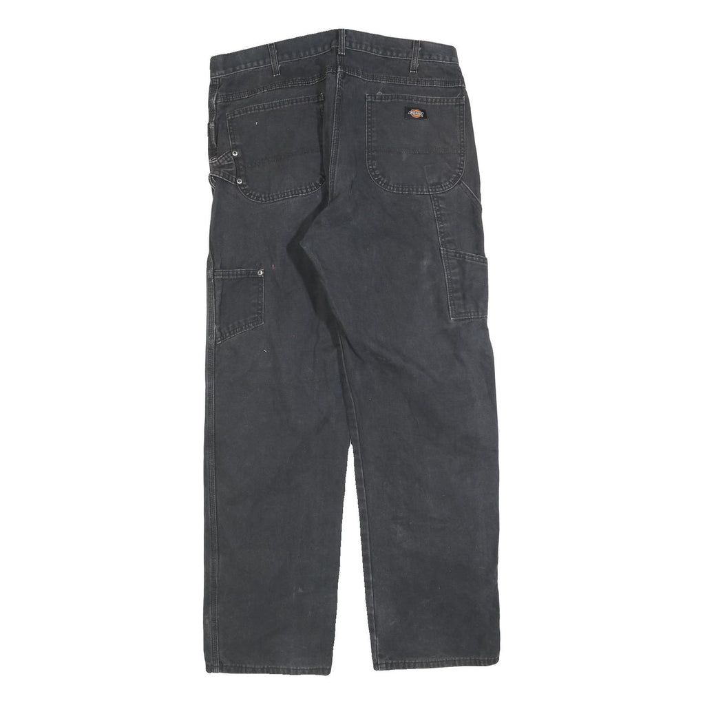 DICKIES Mens Relaxed Black Denim Jeans W36 L34 Cotton Blend Zip Pockets