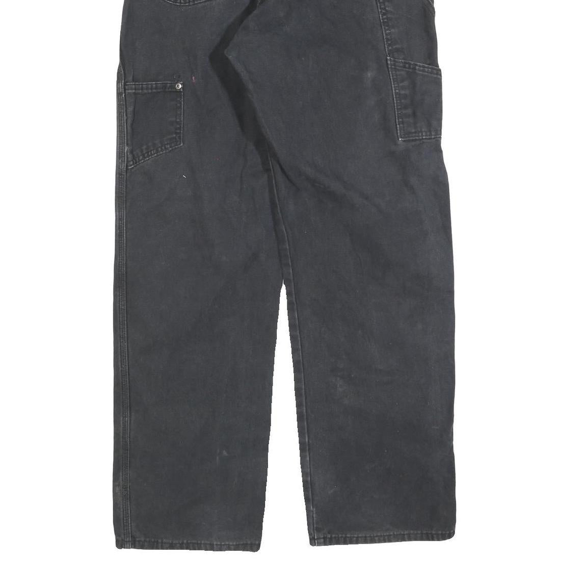 DICKIES Mens Relaxed Black Denim Jeans W36 L34 Cotton Blend Zip Pockets