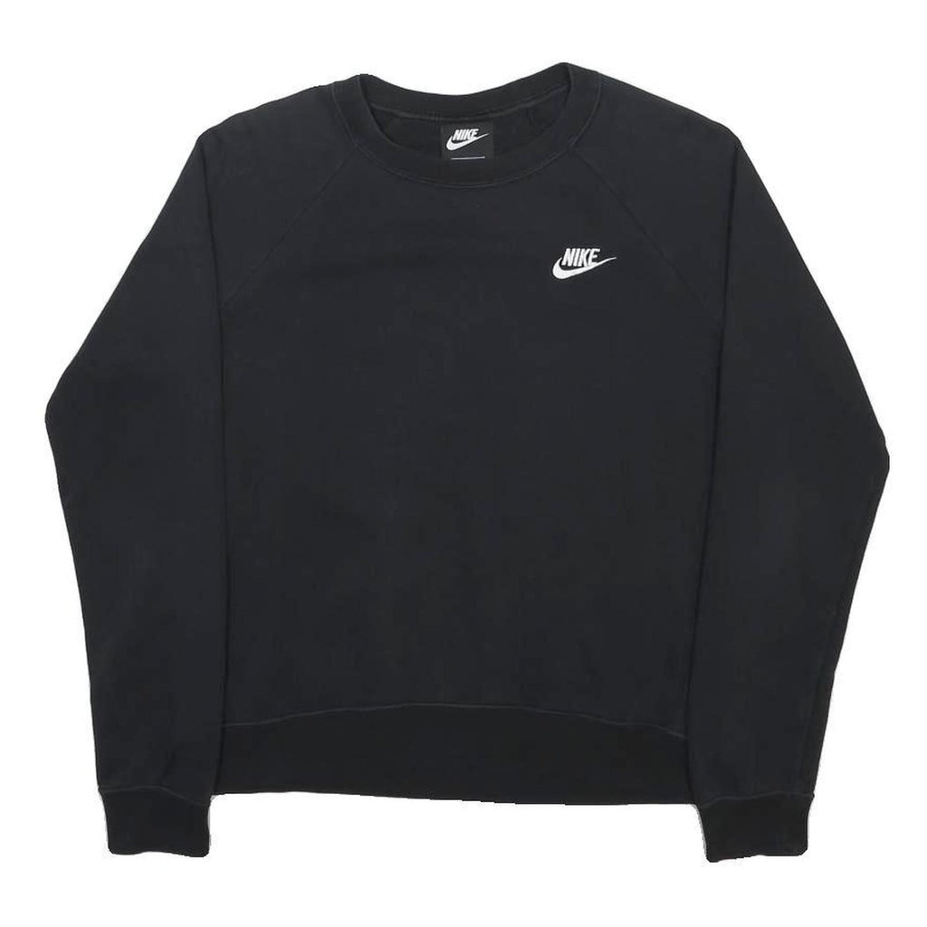 NIKE Womens Black Crew Neck S Sweatshirt Cotton Blend Pullover Logo