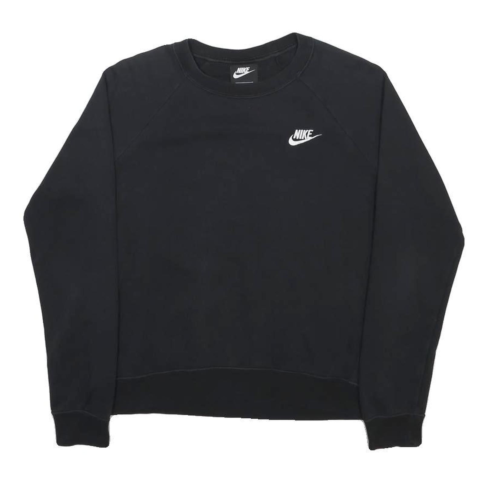NIKE Womens Black Crew Neck S Sweatshirt Cotton Blend Pullover Logo
