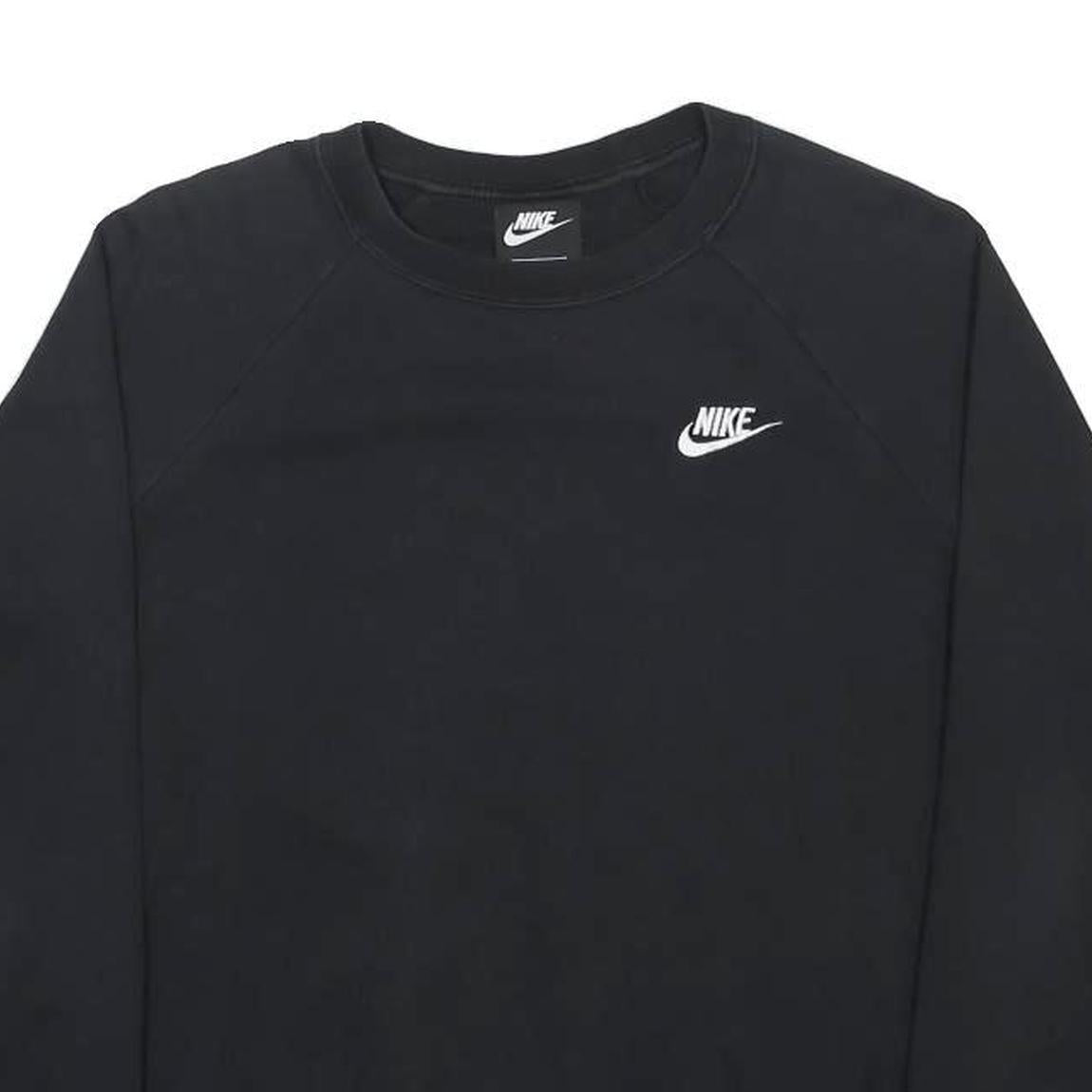 NIKE Womens Black Crew Neck S Sweatshirt Cotton Blend Pullover Logo