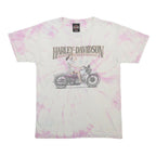 HARLEY DAVIDSON Mens White & Pink Graphic T-Shirt S Short Sleeve Crew Neck Retro