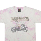 HARLEY DAVIDSON Mens White & Pink Graphic T-Shirt S Short Sleeve Crew Neck Retro