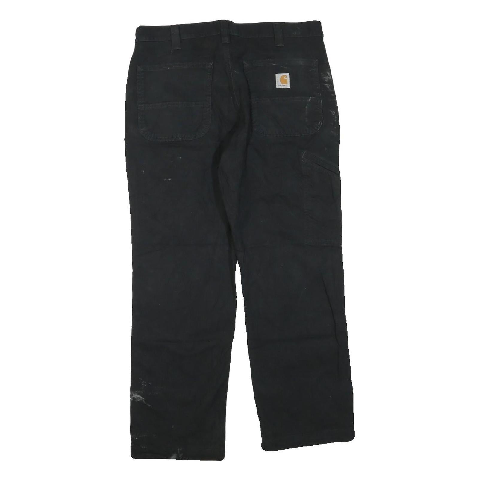CARHARTT Mens Cotton Blend Black Regular Fit Straight Leg Trousers W34 L27