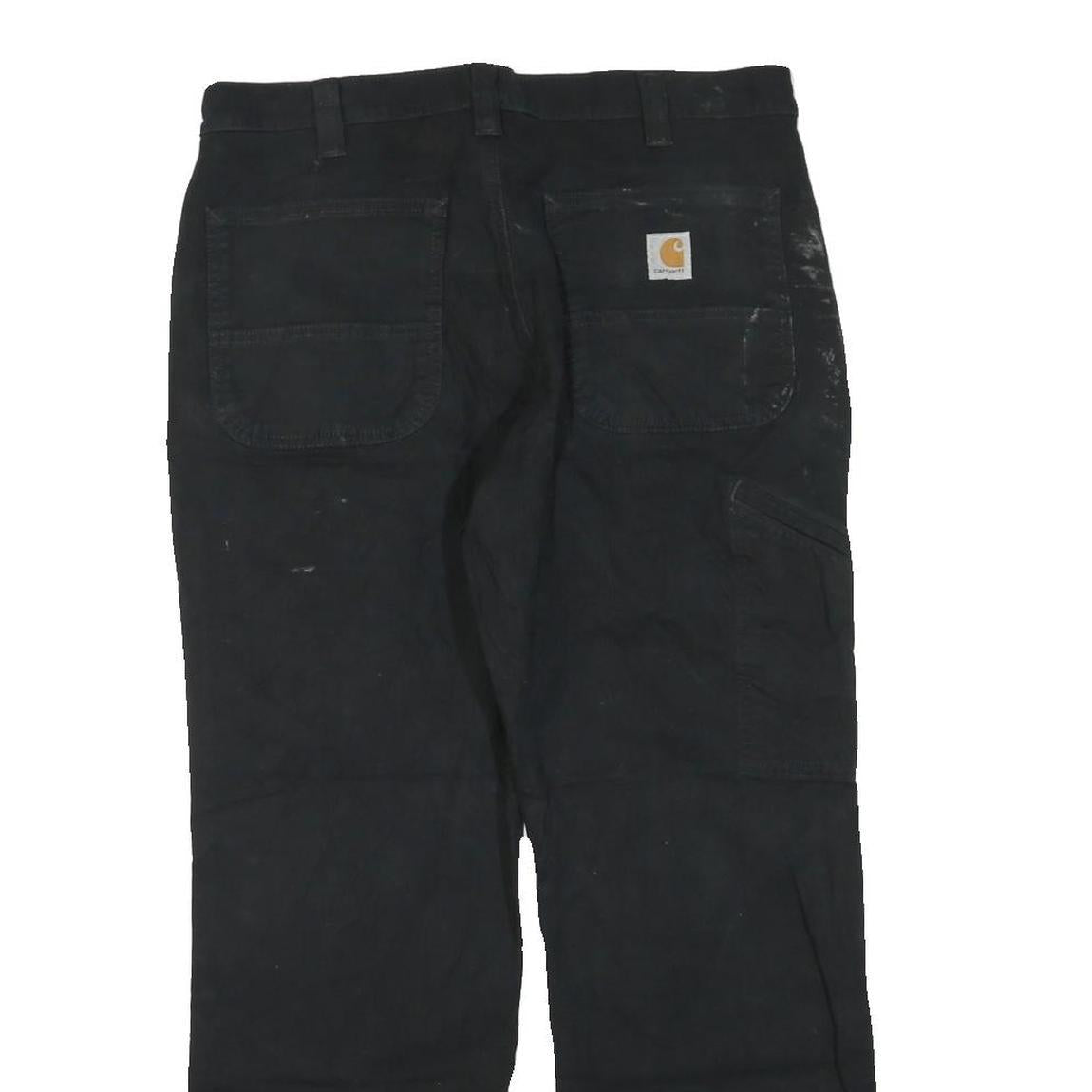 CARHARTT Mens Cotton Blend Black Regular Fit Straight Leg Trousers W34 L27