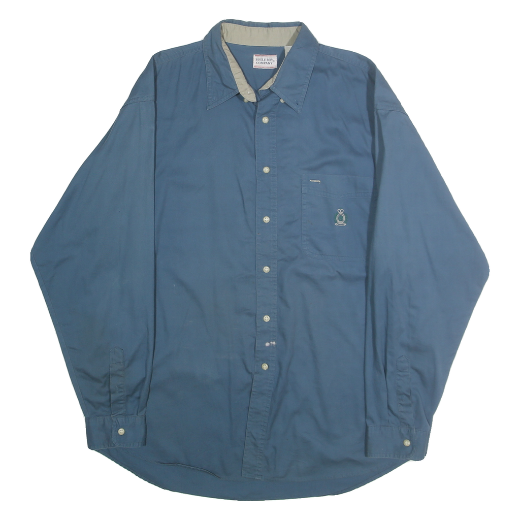 BUGLE BOY Mens Blue Cotton Shirt XL Casual Button Down Long Sleeve Pocket