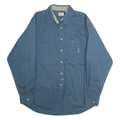 BUGLE BOY Mens Blue Cotton Shirt XL Casual Button Down Long Sleeve Pocket
