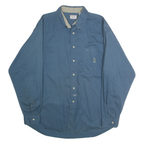 BUGLE BOY Mens Blue Cotton Shirt XL Casual Button Down Long Sleeve Pocket