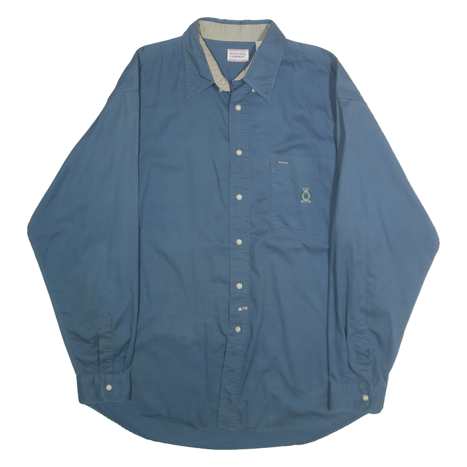 BUGLE BOY Mens Blue Cotton Shirt XL Casual Button Down Long Sleeve Pocket