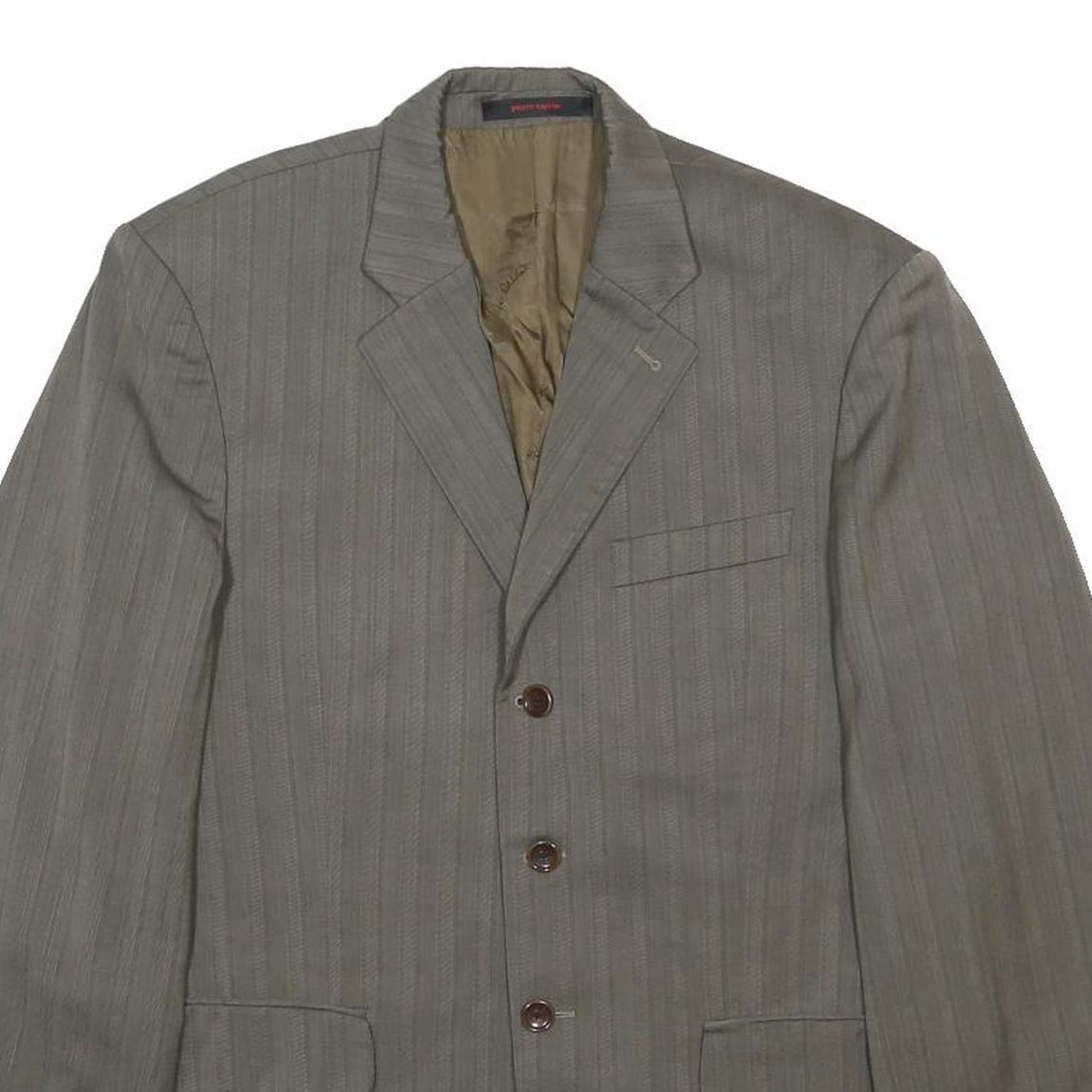 PIERRE CARDIN Mens Grey Wool Classic Blazer Jacket M Woven Stripe Smart