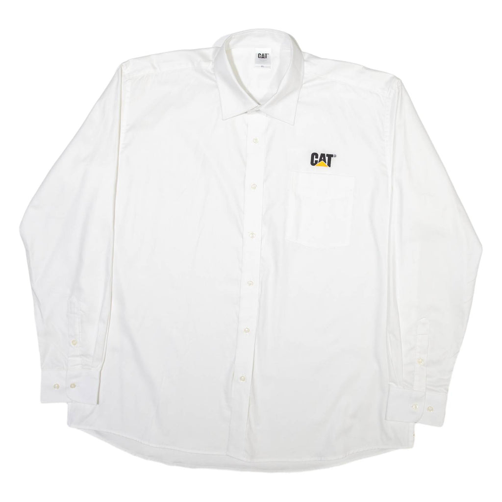 CAT Mens Plain Shirt White Long Sleeve XL