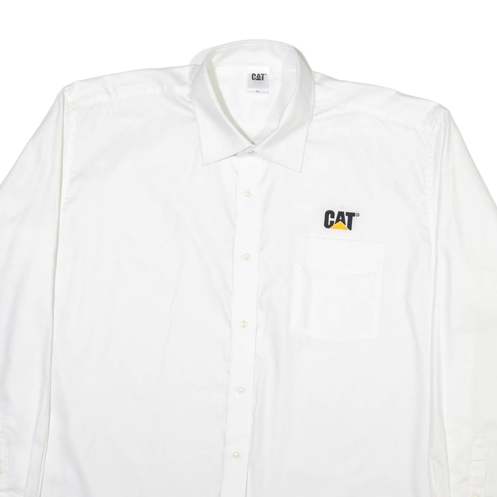 CAT Mens Plain Shirt White Long Sleeve XL