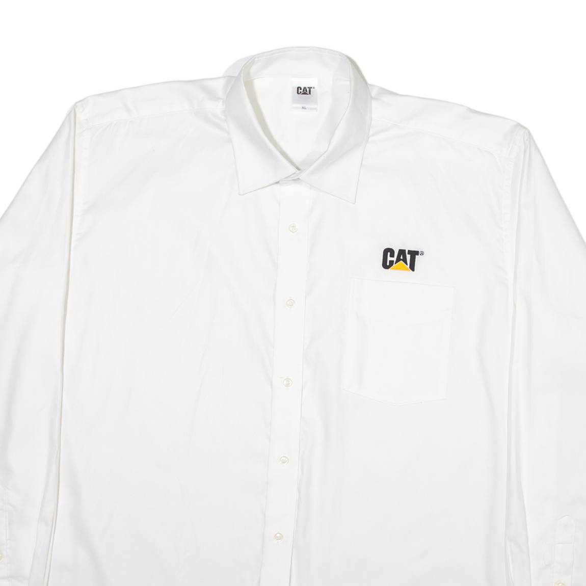 CAT Mens Plain Shirt White Long Sleeve XL