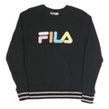 FILA Mens Black Colourblock Crew Neck M Sweatshirt Retro Logo Casual Style