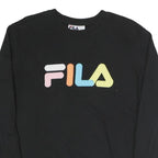 FILA Mens Black Colourblock Crew Neck M Sweatshirt Retro Logo Casual Style