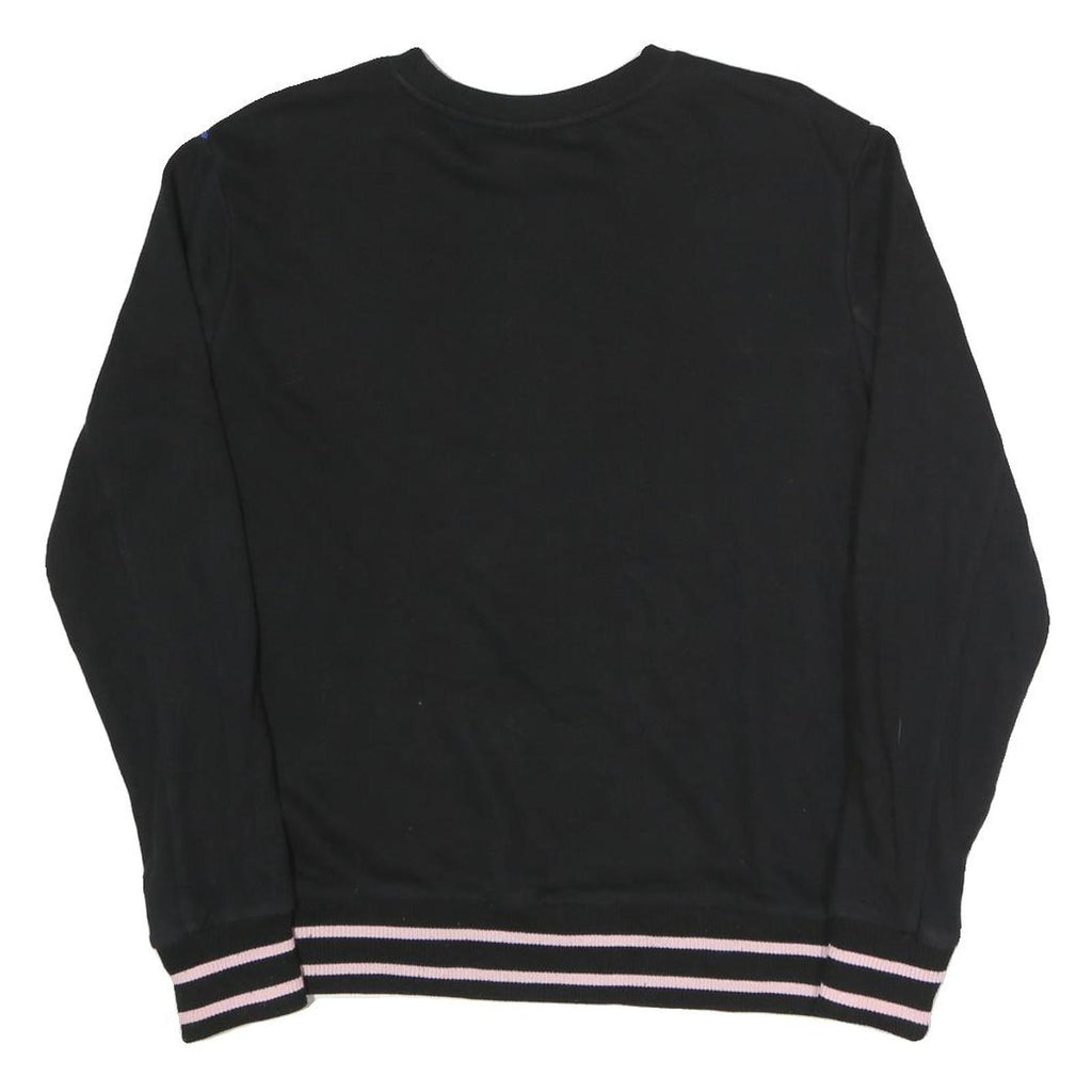 FILA Mens Black Colourblock Crew Neck M Sweatshirt Retro Logo Casual Style