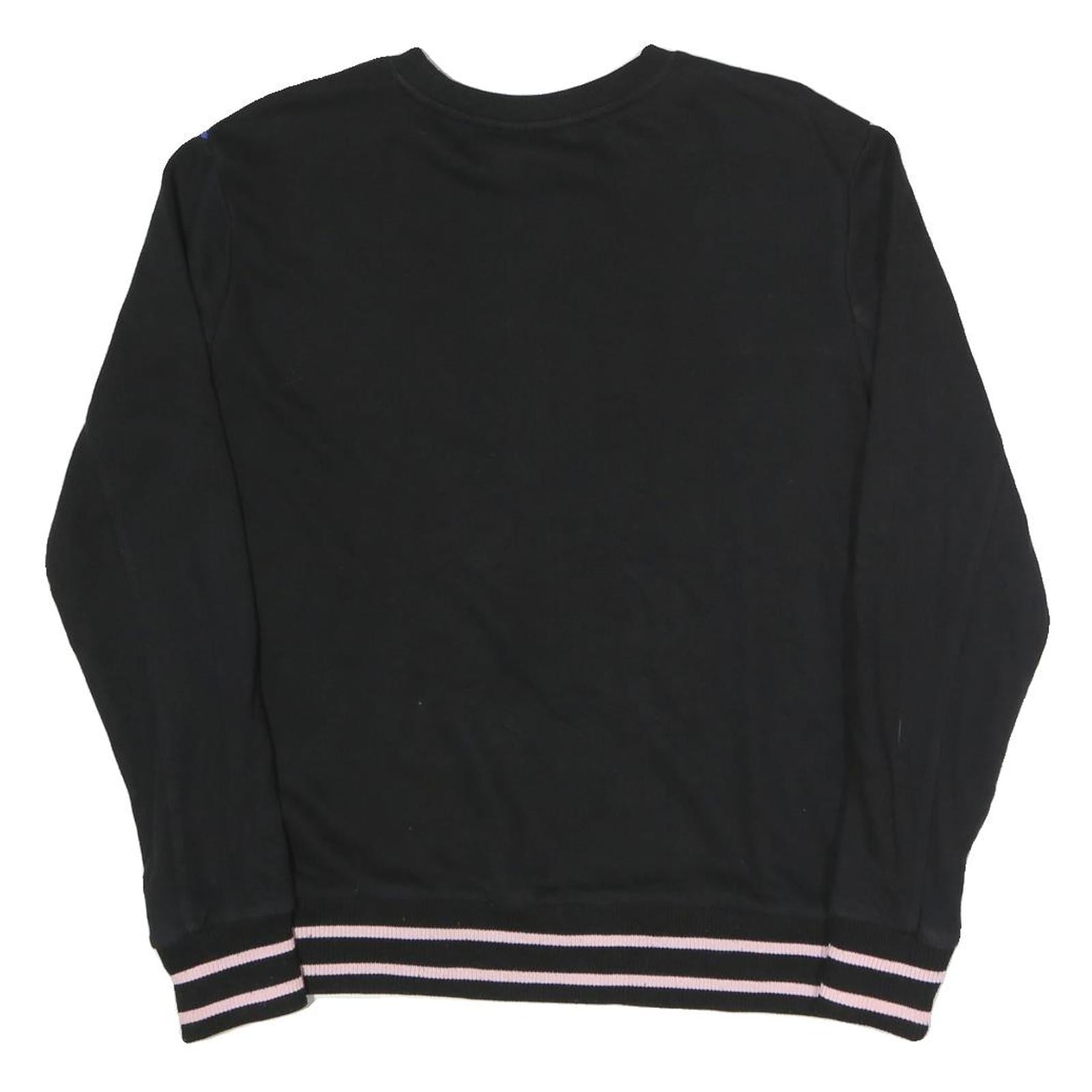 FILA Mens Black Colourblock Crew Neck M Sweatshirt Retro Logo Casual Style