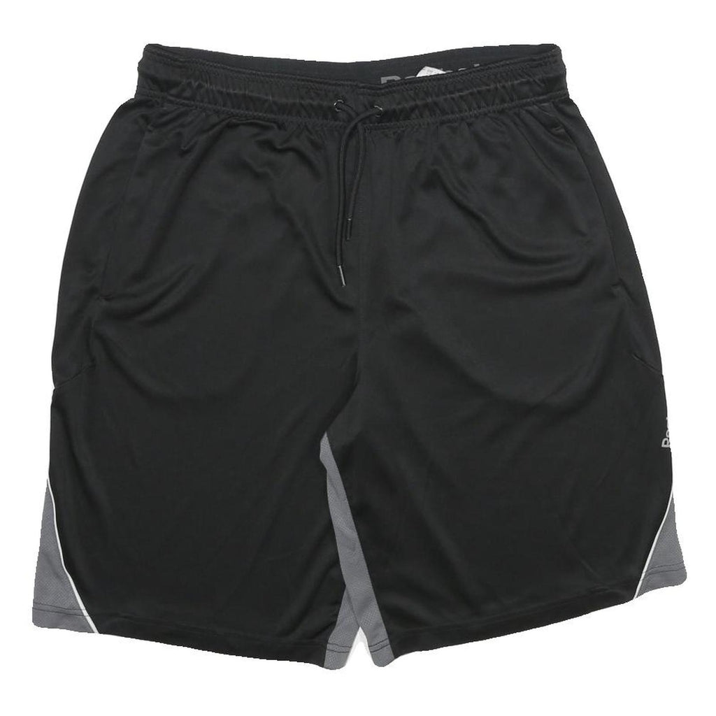 REEBOK Mens Shorts Black & Grey Casual M W32 Drawstring Pockets Light Weight