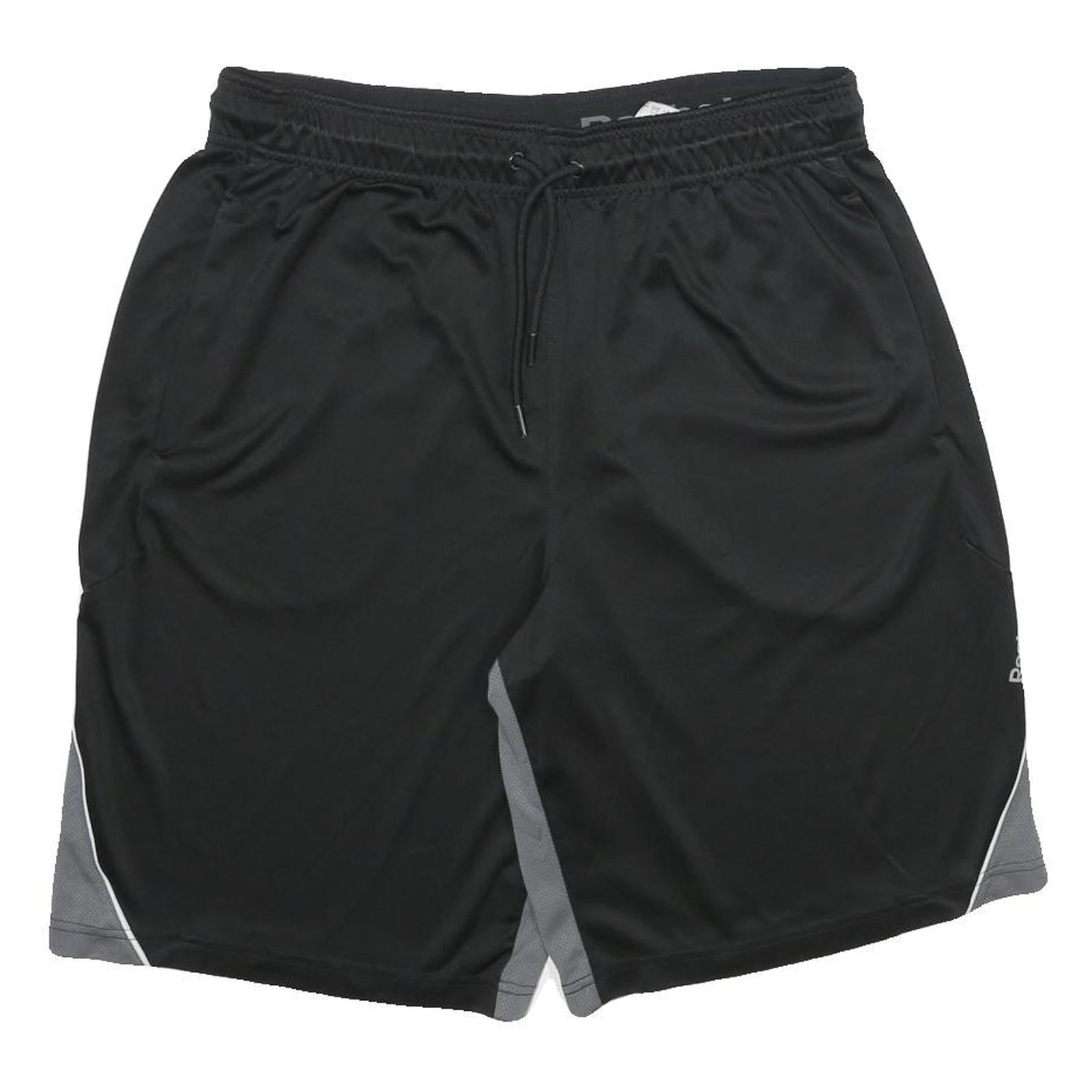 REEBOK Mens Shorts Black & Grey Casual M W32 Drawstring Pockets Light Weight