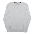 BEN SHERMAN Mens Grey Plain Cotton Jumper Crew Neck Basic Knit L Casual