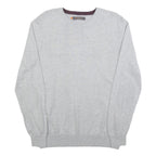 BEN SHERMAN Mens Grey Plain Cotton Jumper Crew Neck Basic Knit L Casual