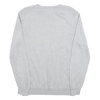 BEN SHERMAN Mens Grey Plain Cotton Jumper Crew Neck Basic Knit L Casual