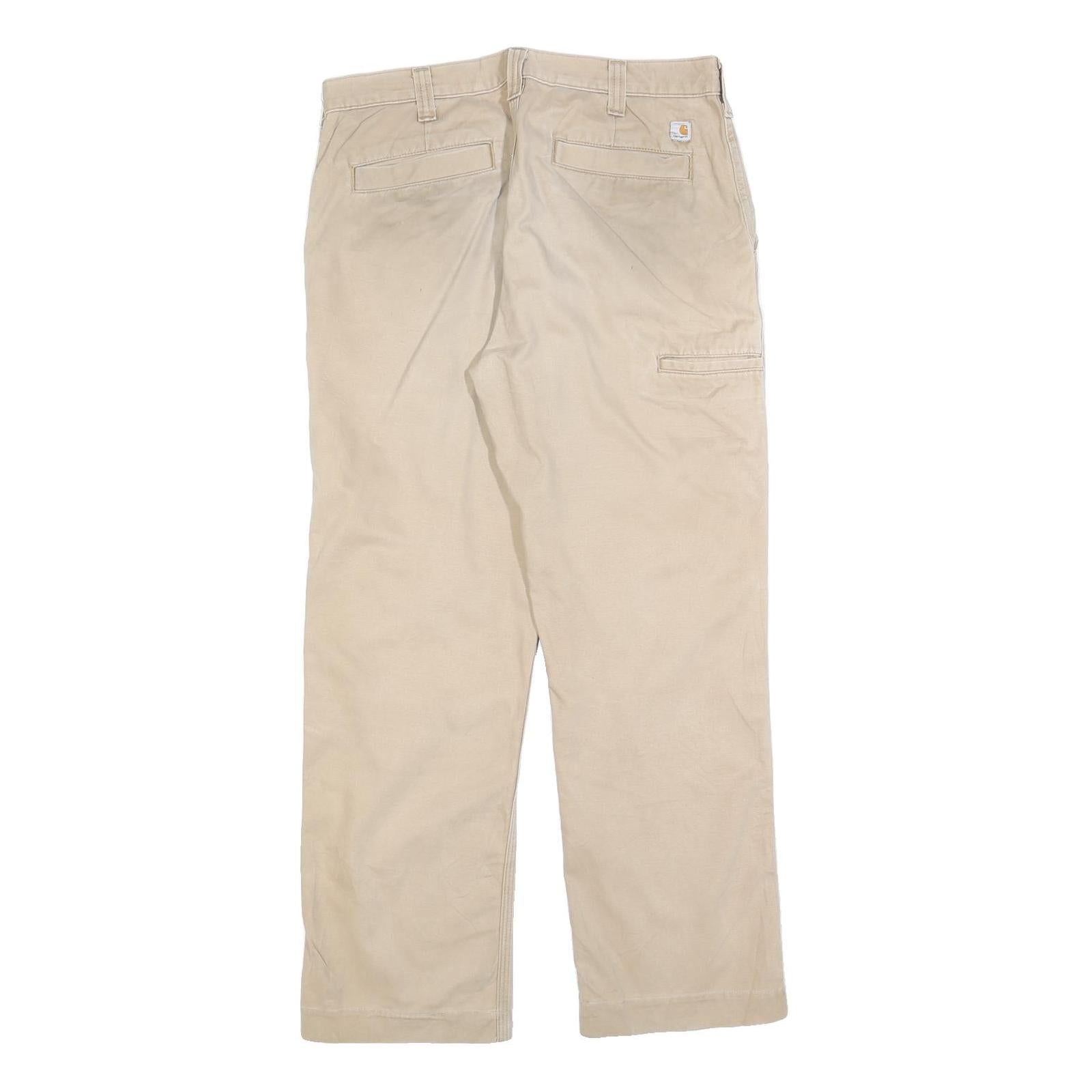 CARHARTT Mens Cotton Blend Beige Regular Fit Straight Leg Trousers W34 L30