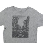 PUMA Mens Grey Graphic T-Shirt S Short Sleeve Crew Neck Cotton Blend Comfort