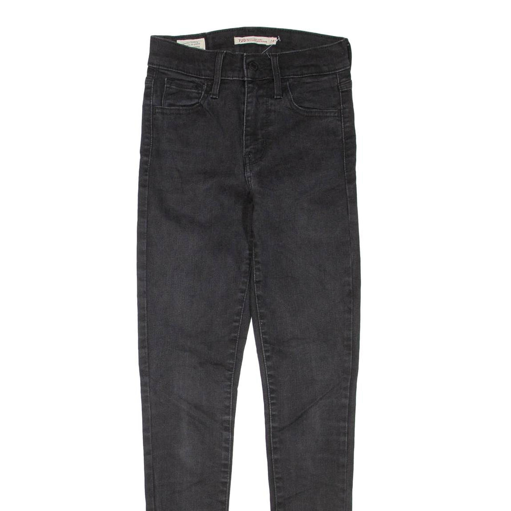 LEVI'S 720 Womens Jeans Black Regular Skinny W24 L29