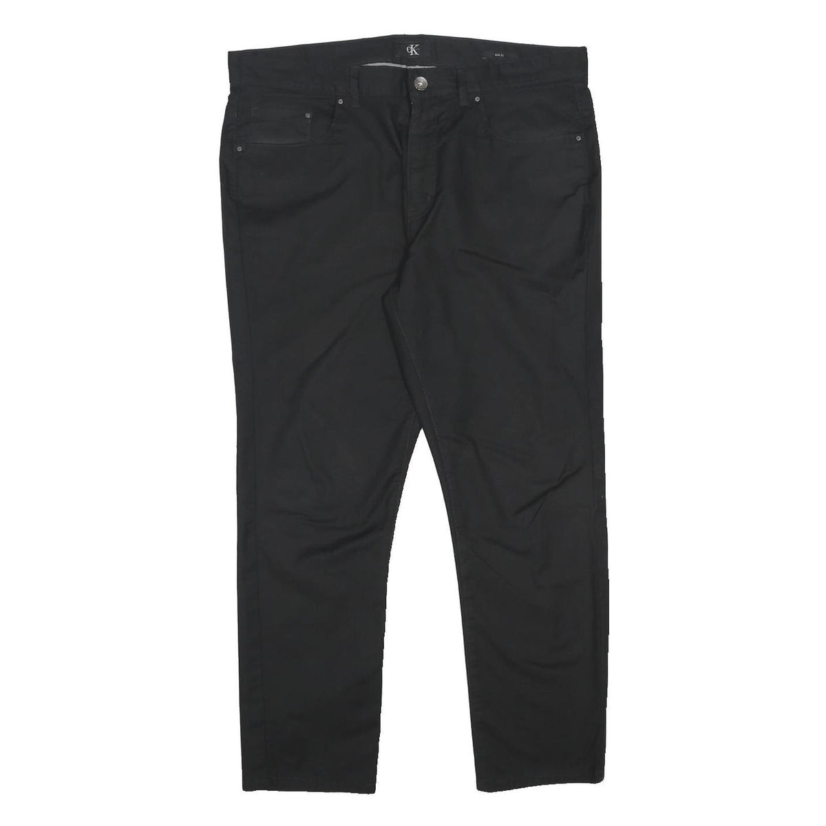 CALVIN KLEIN Mens Cotton Blend Black Slim Straight Trousers W34 L27 Dress Casual