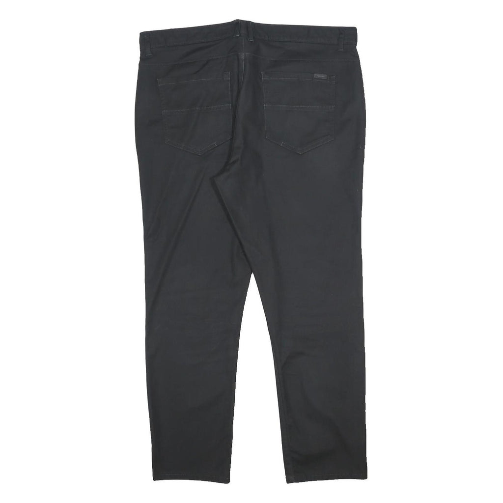CALVIN KLEIN Mens Cotton Blend Black Slim Straight Trousers W34 L27 Dress Casual