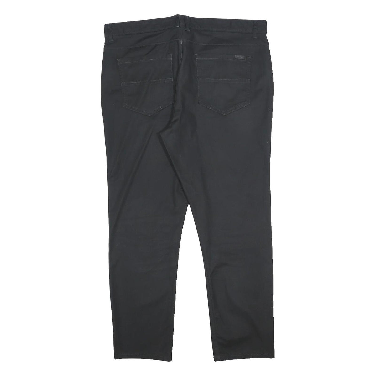 CALVIN KLEIN Mens Cotton Blend Black Slim Straight Trousers W34 L27 Dress Casual