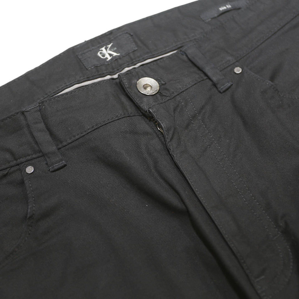 CALVIN KLEIN Mens Cotton Blend Black Slim Straight Trousers W34 L27 Dress Casual