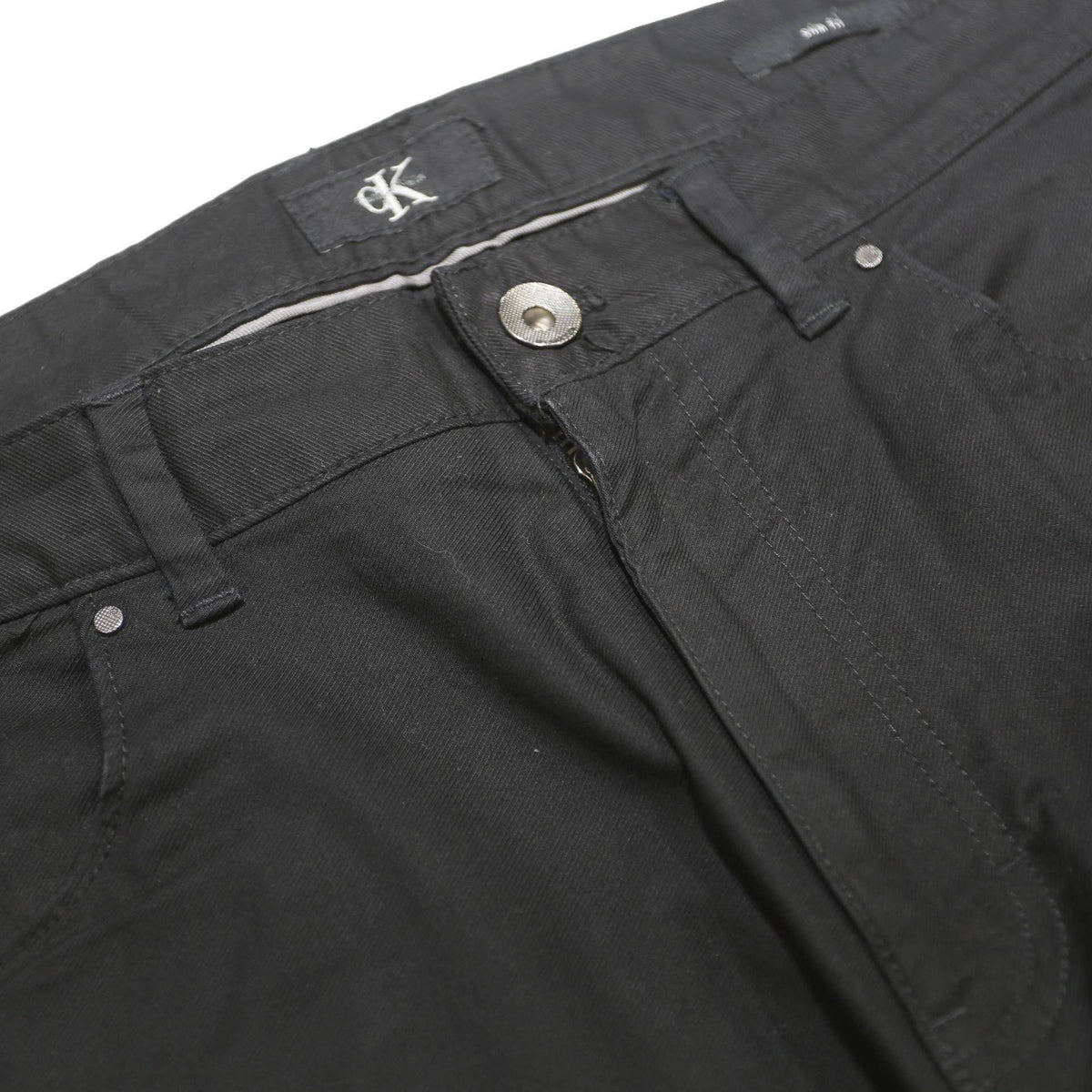CALVIN KLEIN Mens Cotton Blend Black Slim Straight Trousers W34 L27 Dress Casual