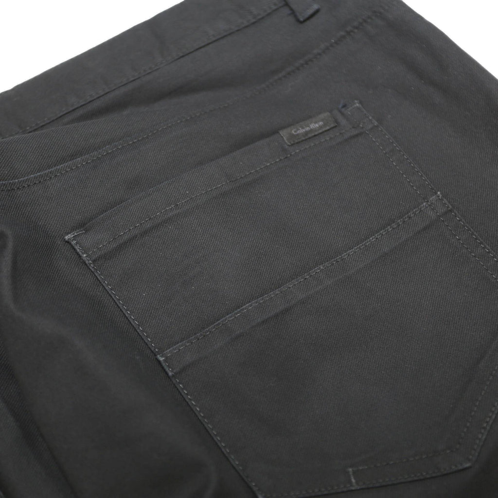 CALVIN KLEIN Mens Cotton Blend Black Slim Straight Trousers W34 L27 Dress Casual