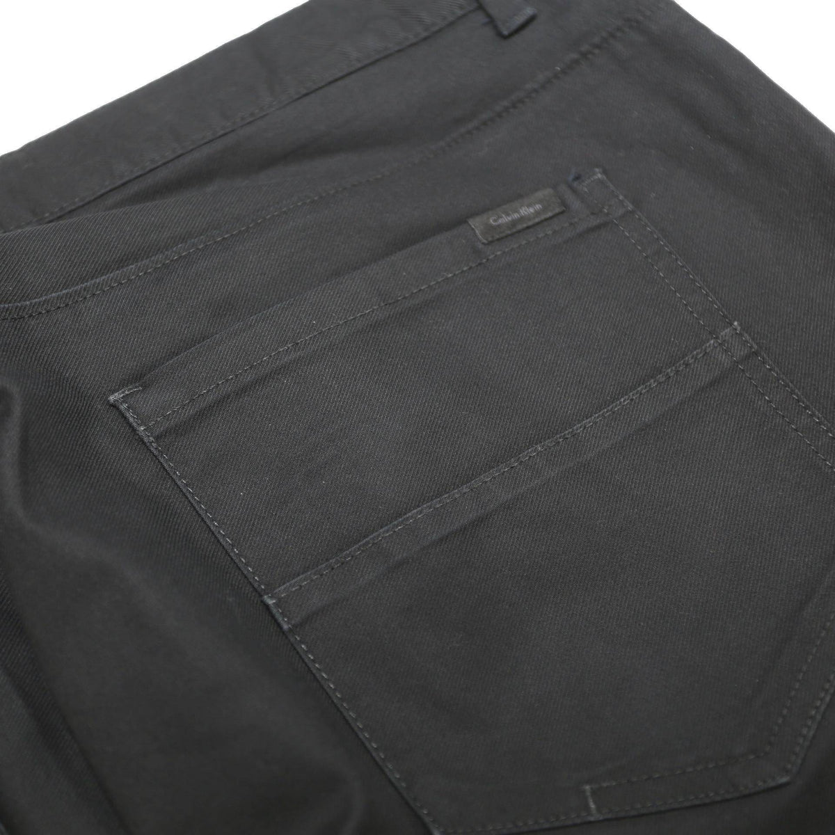 CALVIN KLEIN Mens Cotton Blend Black Slim Straight Trousers W34 L27 Dress Casual