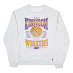 Mens Grey Kingdom Workers Graphic Crew Neck S Sweatshirt Cotton Blend Pullover
