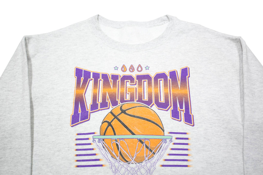 Mens Grey Kingdom Workers Graphic Crew Neck S Sweatshirt Cotton Blend Pullover