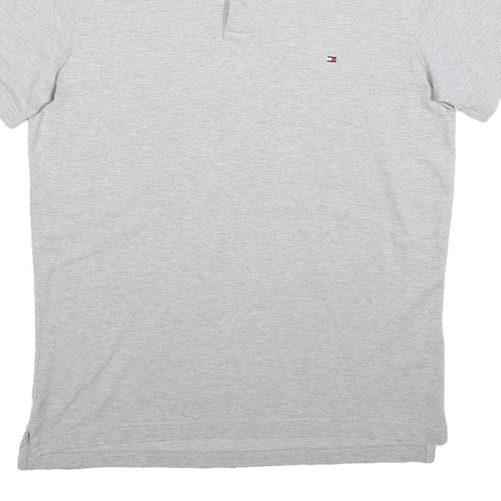 TOMMY HILFIGER Mens Grey Short Sleeve Plain Polo Shirt XL Classic Cotton