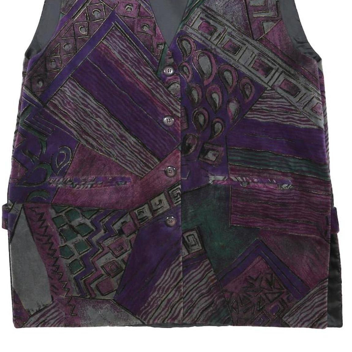 MEDEX Womens Purple Printed Button Jacket M Polyester Blend Relaxed Fit